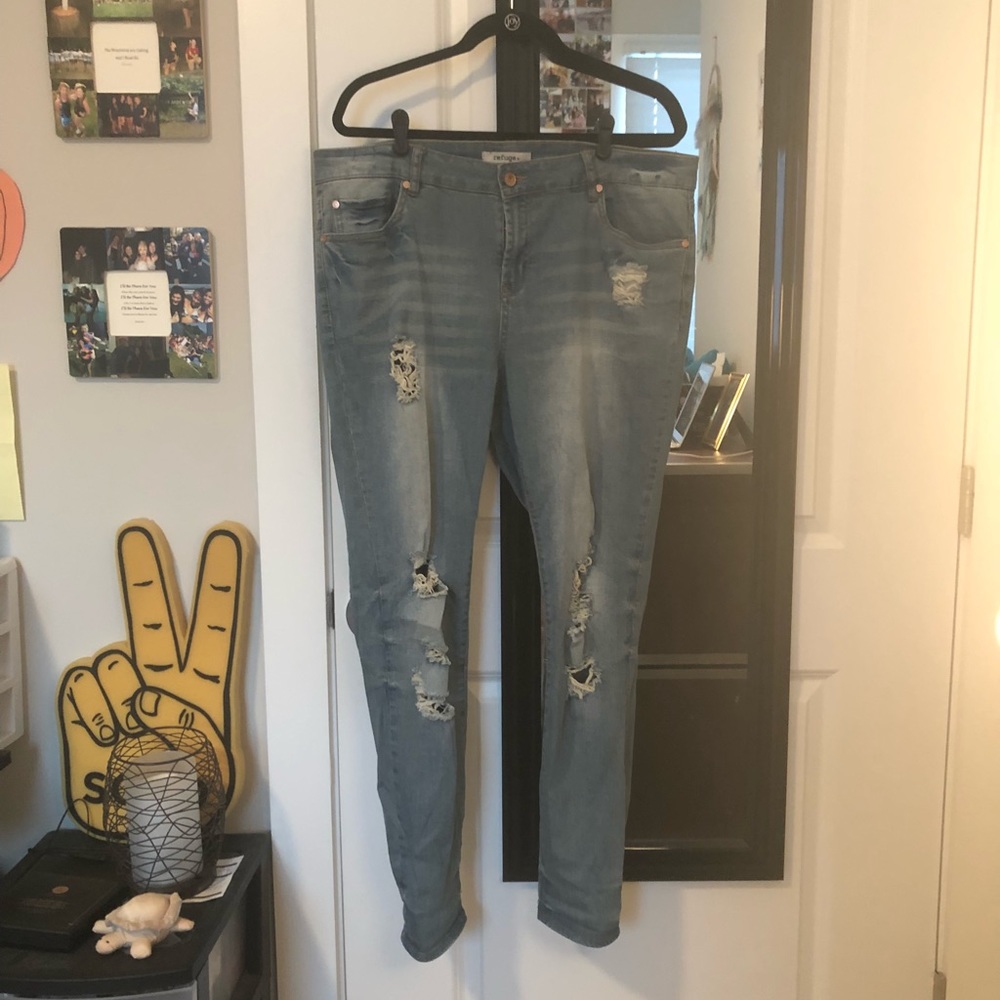 Plus Sized Distressed Jeans